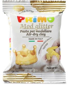 Primo džiūstantis ore molis su blizgučiais, auksinės spalvos, 250 g.