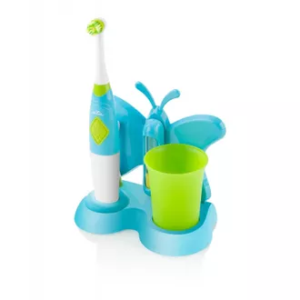 Eta Sonetic ETA129490080 vaikiškas elektrinis dantų šepetėlis su puodeliu ir laikikliu, mėlynas