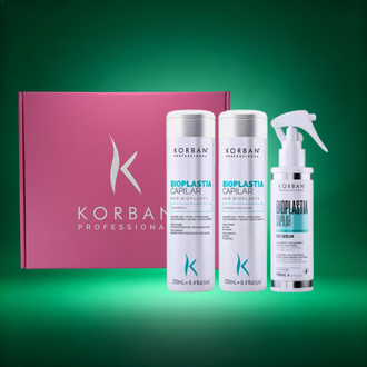 Korban Bioplastia Capilar rinkinys: šampūnas, kondicionierius, nenuplaunamas serumas