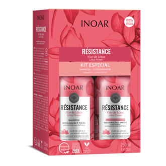 Inoar Resistance Flor de Lotus Duo Kit plaukus drėkinantis priemonių rinkinys, 2x250 ml.