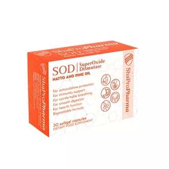 Shapropharma SOD Superoksido dismutazė + Natto + Paprastosios pušys maisto papildas, 30 kapsulių