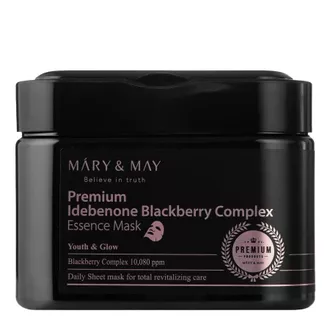 Mary&May Premium Idebenon Blackberry Complex Essence Mask lakštinės veido kaukės, 20 vnt.