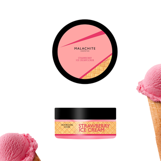 Malachite Cosmetics Strawberry Ice Cream švytintis kūno šveitiklis, 200 g.