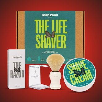 Men Rock Ultimate Shaving gift Set Sicilian Lime Skutimosi rinkinys su dviašmeniu skustuvu