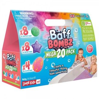 Zimpli Kids Baff Bombz Mega Pack šnypščiančios vonios bombos, 20 vnt.
