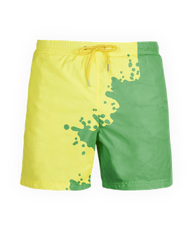Sea’Sons Kids vaikiški spalvą keičiantys maudymosi šortai, žalia ir geltona