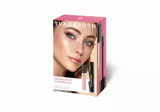 Evagarden Bestseller Kit Diamond Duo blakstienas ilginančio tušo ir lūpų blizgesio rinkinys, Nr856