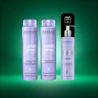 Korban Blond Repair rinkinys šviesių plaukų priežiūrai, 2x500 ml.