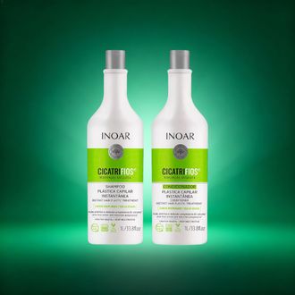 Inoar Cicatrifios Duo Kit plauko struktūrą atkuriantis priemonių rinkinys, 2×1000 ml.