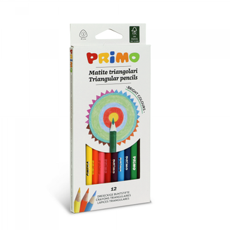 Primo spalvoti pieštukai, trikampiai, 12 spalvų