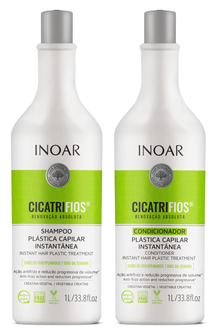 Inoar Cicatrifios Duo Kit plauko struktūrą atkuriantis priemonių rinkinys, 2×1000 ml.