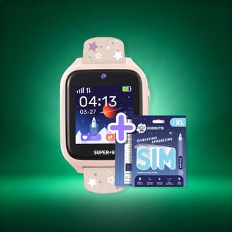 Herojaus rinkinys: Super-G Active Pro Rožinis laikrodis + SIM XL planas