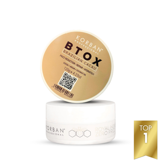 Korban Btox Brazilian Cacau + Royal Honey Zero Frizz nepaklusnių plaukų priežiūros rinkinys