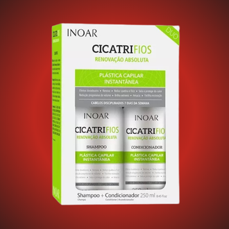 Inoar CicatriFios Duo Kit plauko struktūrą atkuriantis priemonių rinkinys, 2x250 ml.