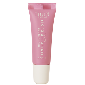 Idun Minerals atspalvį suteikiantis lūpų aliejus eliksyras Syren, spalva pelenų rožės Mauve Pink, 8 ml.