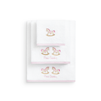 Pierre Cardin 3 vaikiškų rankšluosčių rinkinys su siuvinėjimu,  baltos ir šviesiai rožinės spalvų