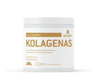Ecosh Kolagenas CollaSel Premium su vitaminu C, neutralaus skonio, milteliai, 200 g.