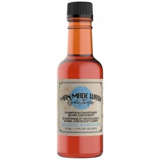 18.21 Man Made Wash Absolute Mahogany daugiafunkcė priemonė vyrams 3 in 1: stiprinamasis šampūnas, kondicionierius ir kūno prausiklis viename, 50 ml.