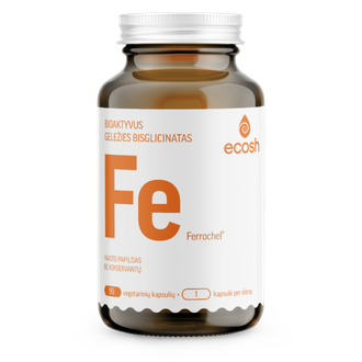 Ecosh Bioaktyvi Geležis Ferrochel®, 27mg, su vitaminu C, 90 kapsulių