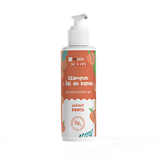 Hiskin persikų kvapo vaikiškas šampūnas ir vonios gelis, 280 ml.