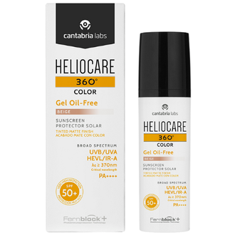 Heliocare 360° Color Oil Free apsauginis gelis SPF 50+ su atspalviu, Beige, 50 ml.