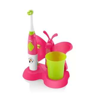 Eta Sonetic ETA129490070  vaikiškas elektrinis dantų šepetėlis su puodeliu ir laikikliu, rožinis