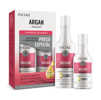 Inoar Argan Infusion Loss Control Duo Kit priemonės stabdančios plaukų slinkimą, 500 ml+250 ml.