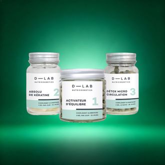 D-LAB Nutricosmetics Programme Masse Capillaire maisto papildų kompleksas plaukų apimties didinimui, 140 kapsulės