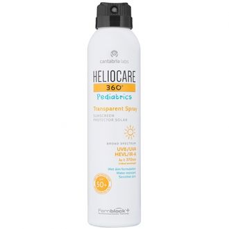 Heliocare 360° Pediatrics Transparent purškiama apsauginė priemonė vaikams SPF50+, 200 ml.