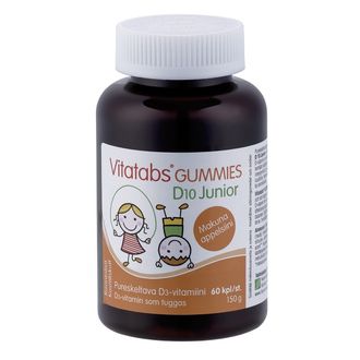 Vitatabs D10 Junior Gummies kramtomi apelsinų skonio vitamino D guminukai vaikams, 60 guminukų