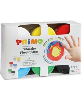 Primo dažai piešimui pirštais, 6 spalvų x 50 g.