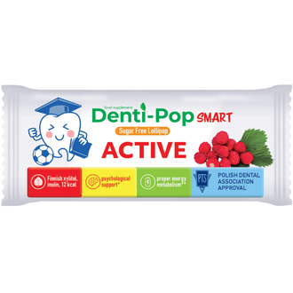 Denti-Pop Smart Active vaisinis čiulpinukas, žemuogių skonio