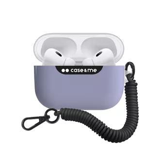 case&me AirPods Pro/Pro2 dėklas su spyruokliniu dirželiu, violetinis