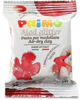 Primo džiūstantis ore molis su blizgučiais, raudonos spalvos, 250 g.