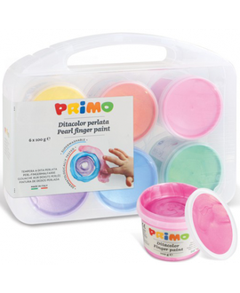 Primo dažai piešimui pirštais, 6 perlamutrinių spalvų x 100 g.