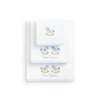 Pierre Cardin 3 vaikiškų rankšluosčių rinkinys su siuvinėjimu, baltos ir dangaus mėlynos spalvų