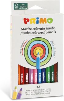 Primo Jumbo spalvoti pieštukai, 12 spalvų