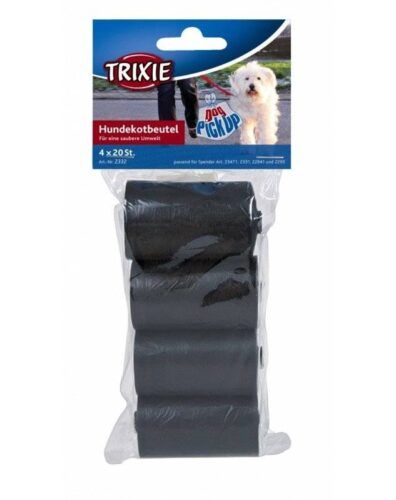 Trixie plastikiniai šunų išmatų maišeliai - juodi, 4x20 vnt.