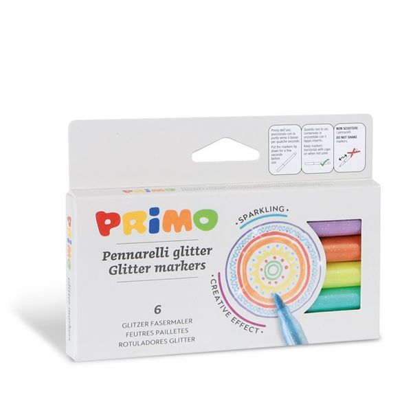 Primo blizgantys flomasteriai, 6 spalvų
