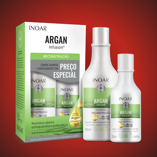 Inoar Argan Infusion Reconstruction Duo Kit rekonstruojantis rinkinys, 500 ml+250 ml.