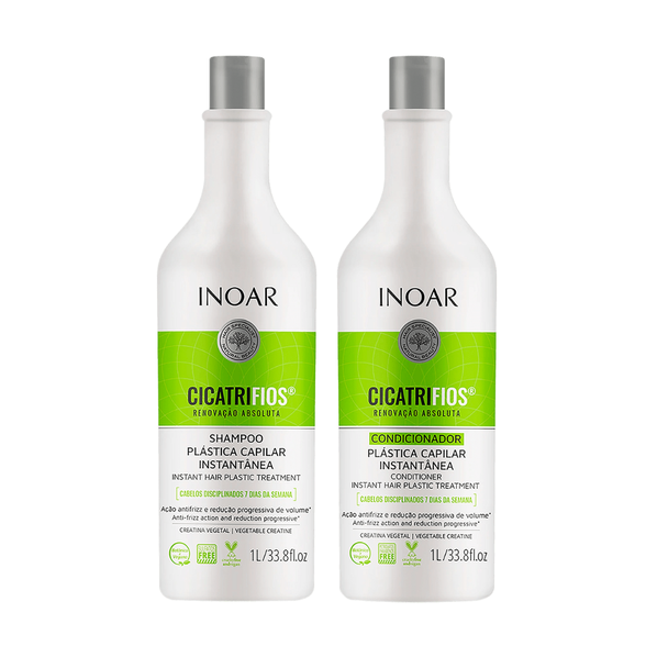 Inoar Cicatrifios Duo Kit plauko struktūrą atkuriantis priemonių rinkinys, 2×1000 ml.