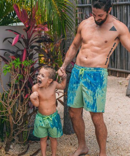 Sea’Sons Adults spalvą keičiantys maudymosi šortai vyrams, žalia ir mėlyna,  XL dydis