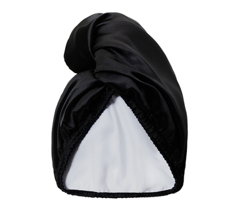 Glov Double Sided Satin Premium Hair Towel Wrap satininis plaukų turbanas, juoda