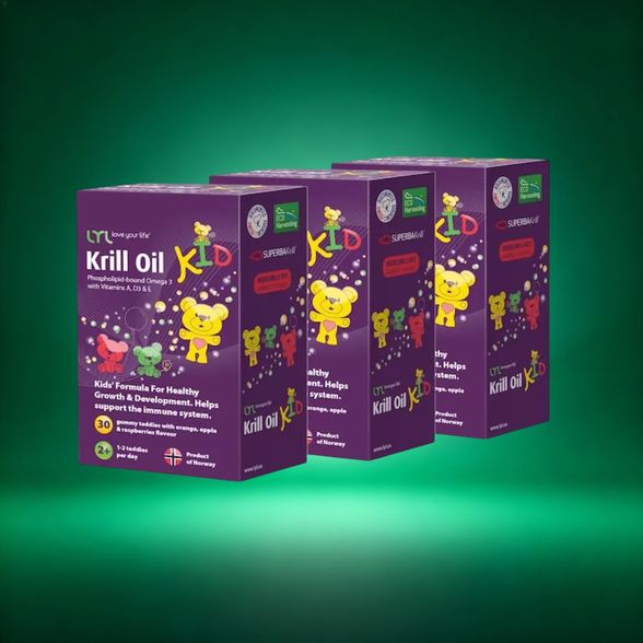 LYL Krill Oil Guminukai su Omega3 ir Vitaminais, 3 mėn. kursas