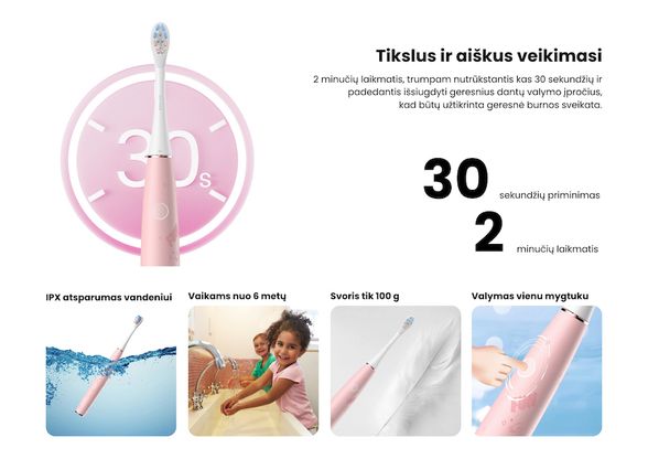 Oclean Kids elektrinis dantų šepetėlis, rožinis