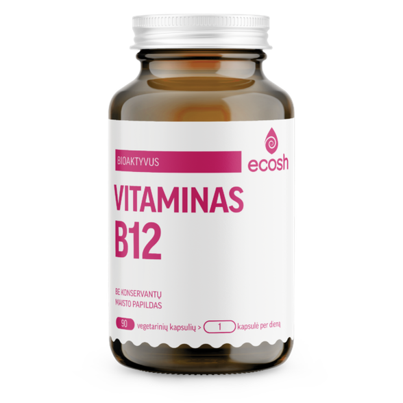 Bioaktyvus vitaminas B12, 1200µg, 90 kapsulių
