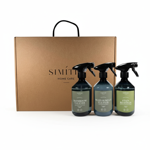 SIMITRI įvairių paviršių, vonios ir skalbinių dėmių valiklių rinkinys + dėžutė
