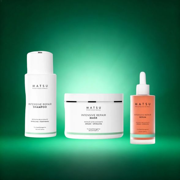 Matsu Intensive Repair intensyviai plaukus atkuriantis rinkinys su serumu