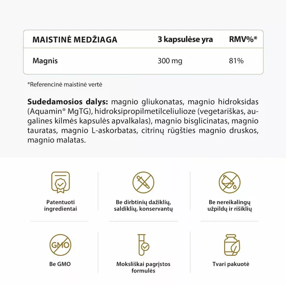 Avel bioaktyvus magnio bisglicinatas, 120 kapsulių