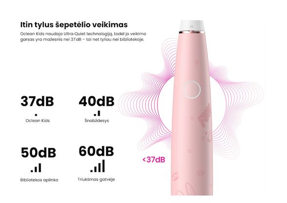 Oclean Kids elektrinis dantų šepetėlis, rožinis